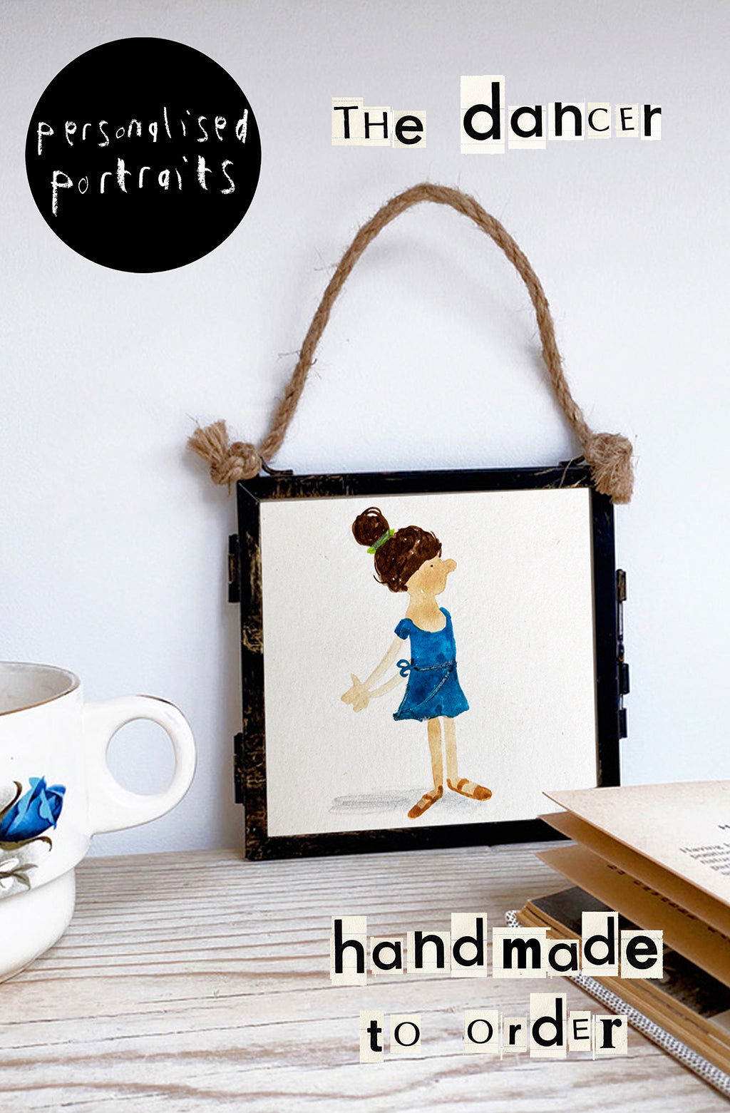 Personalised, Framed, Watercolour Portrait