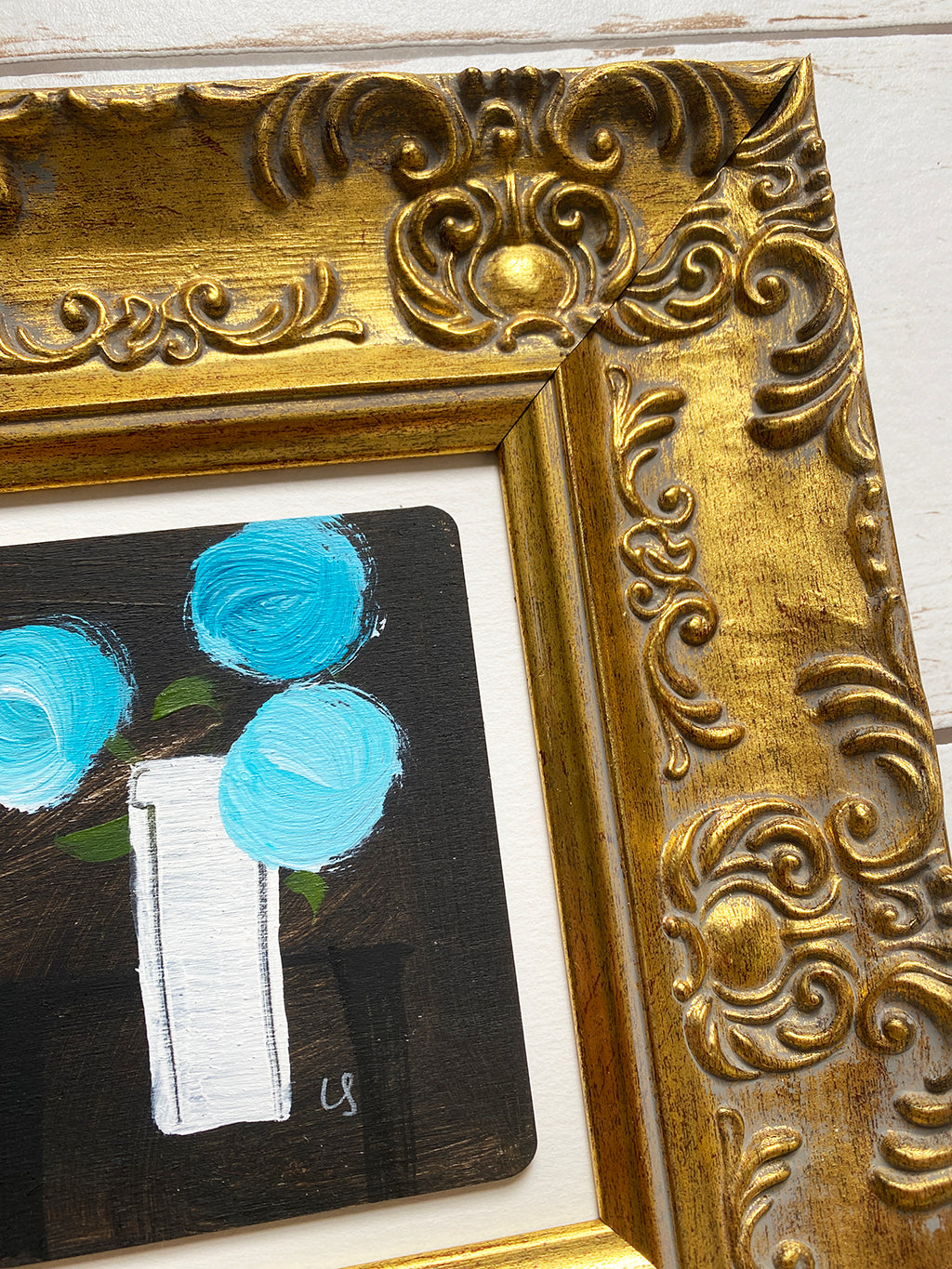 3 Tall Blue Blooms In Aunty Ivy’s Glass Vase