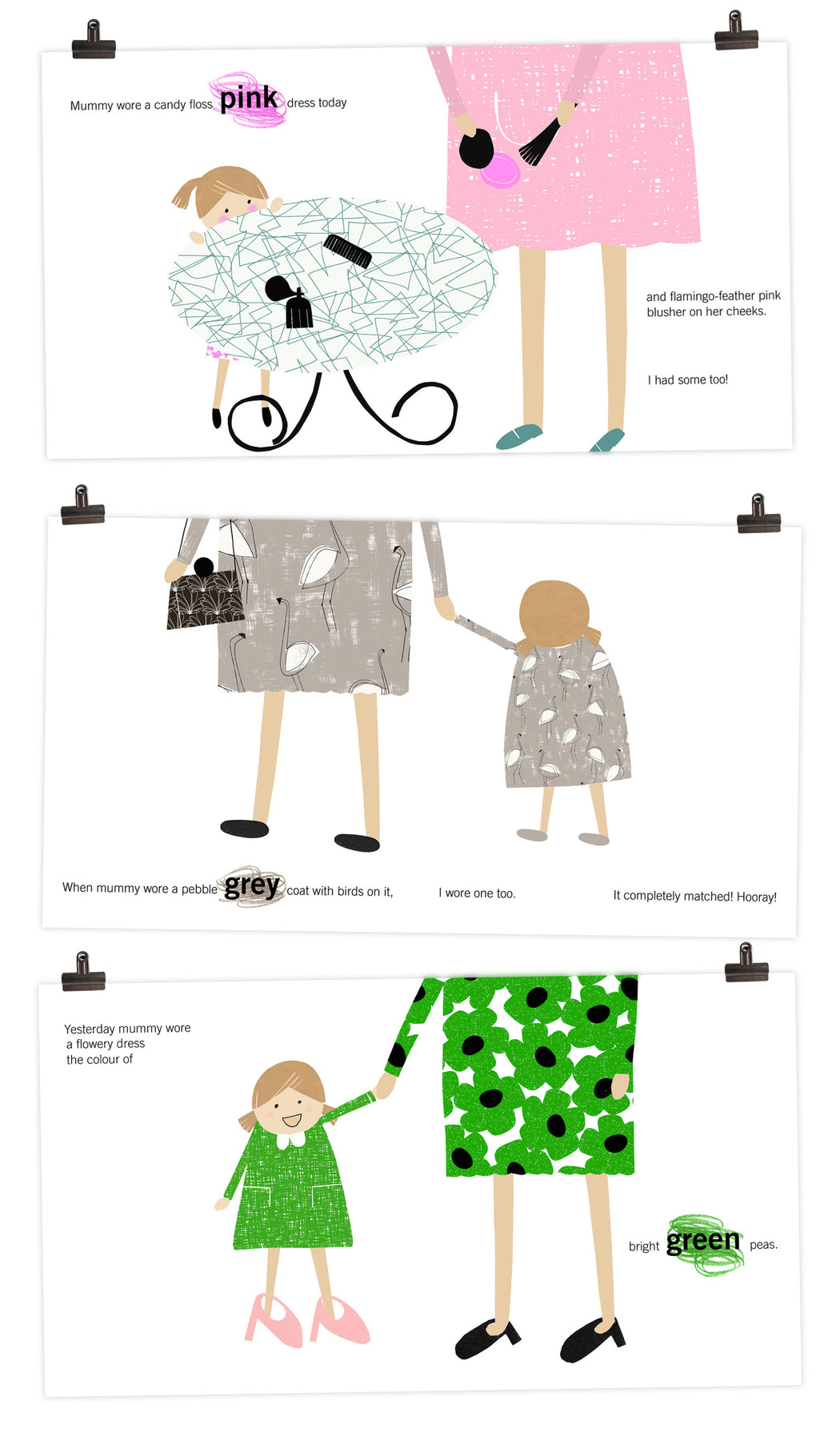 dress like mummy, signed copy + original A4 black & white character drawing.