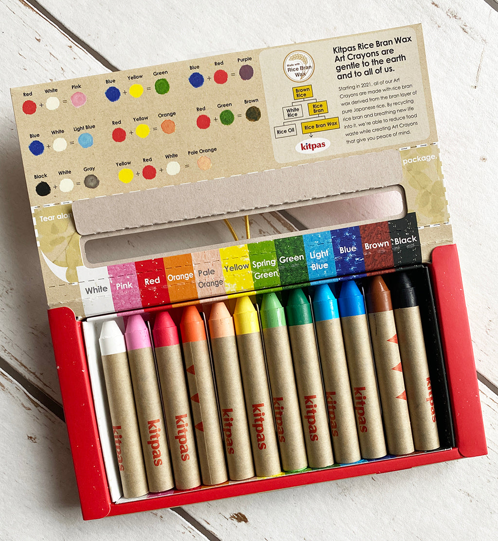 Kitpas Medium 12 Rice Bran Wax Crayons