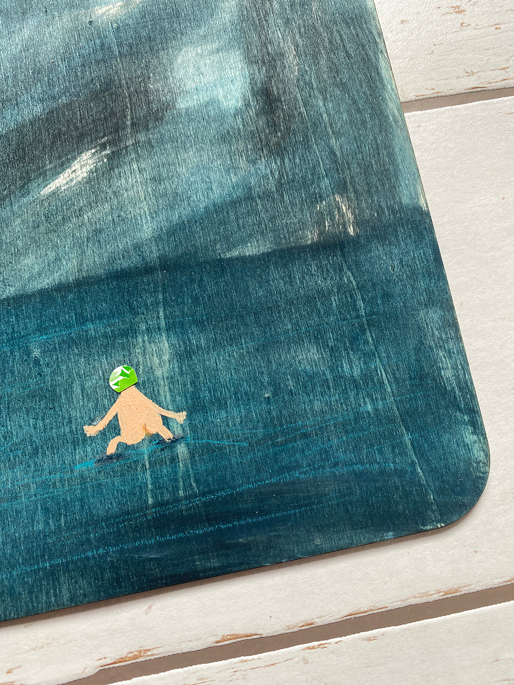 ‘Paddling In June With Green Flowery Cap’