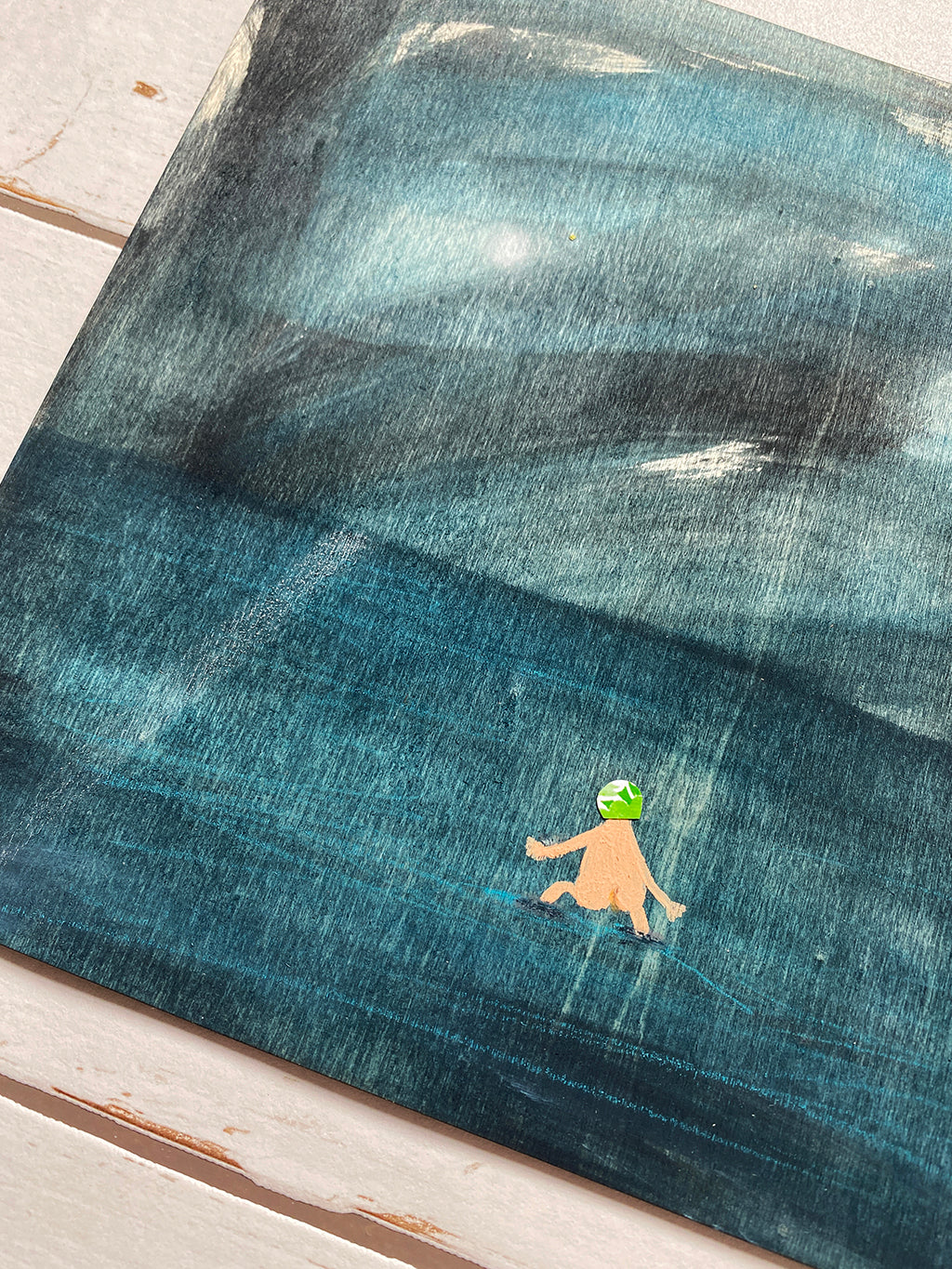 ‘Paddling In June With Green Flowery Cap’
