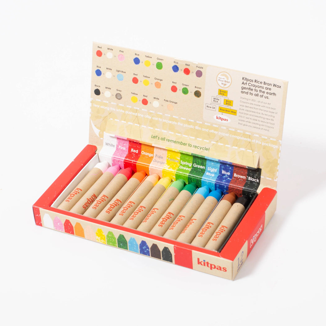 Kitpas Medium 12 Rice Bran Wax Crayons