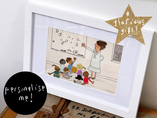 personalised 'dOOdled scene' portrait - the teacher