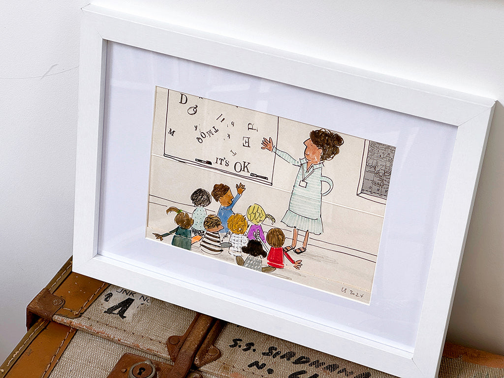 personalised 'dOOdled scene' portrait - the teacher