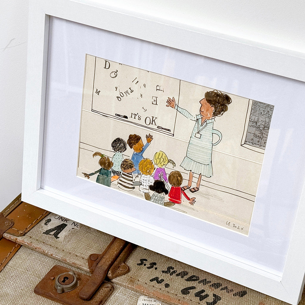 personalised 'dOOdled scene' portrait - the teacher