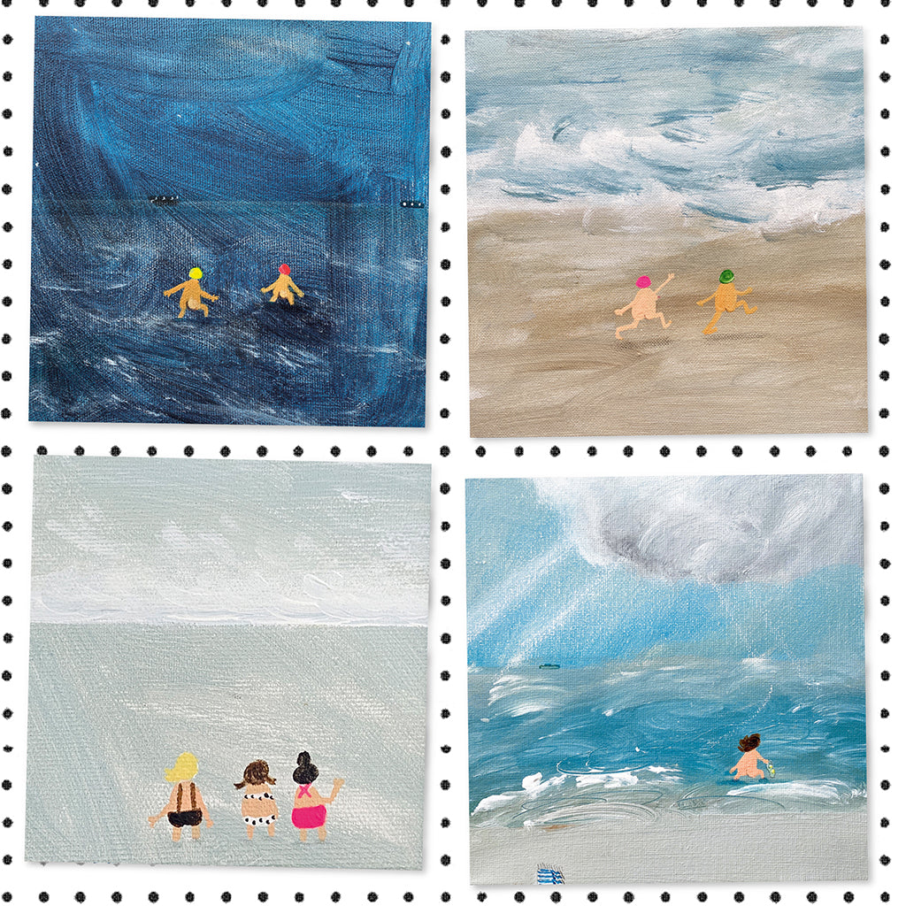 Set Of 4 Notecards - Cheeky Swimmers