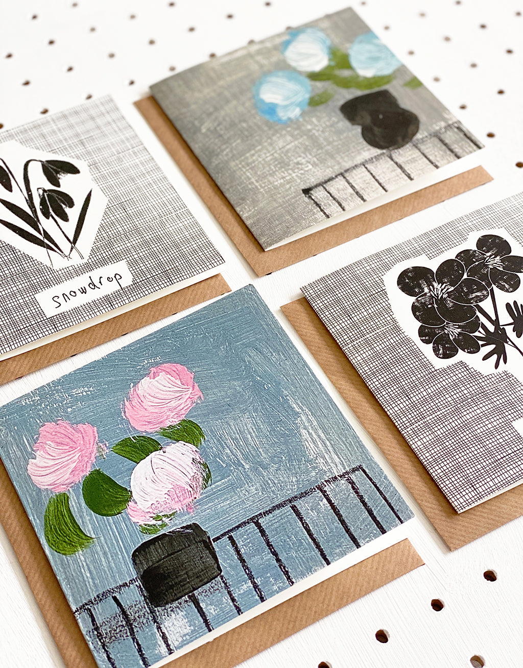 Set Of 4 Notecards - Flowers